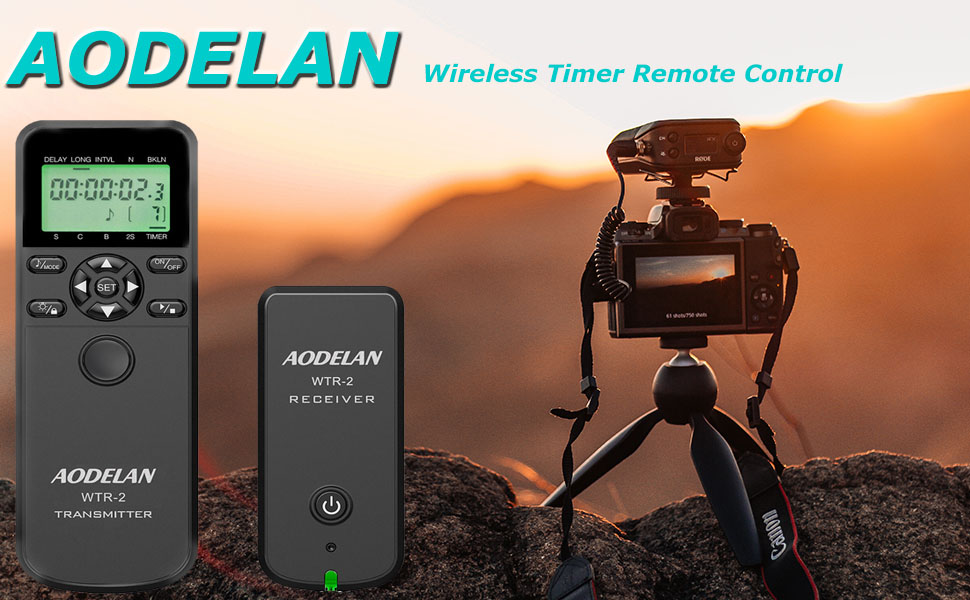 AODELAN WTR-2 Wireless Timer Lapse Intervalometer Remote Control Shutter Release For Canon Nikon Sony Panasonic Fujifilm Cameras
